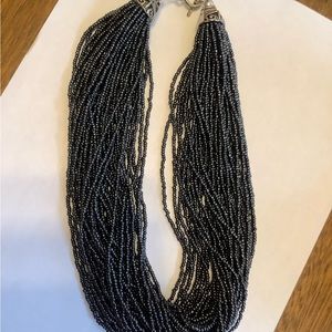 Black 40 Strand Beaded Necklace